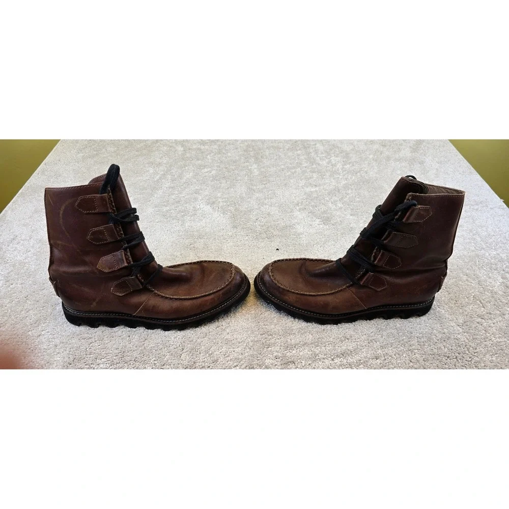 Sorel Mad Leather Boots Men's 11 Brown NM1756-204 Kezar Ankle Lace‎ Up